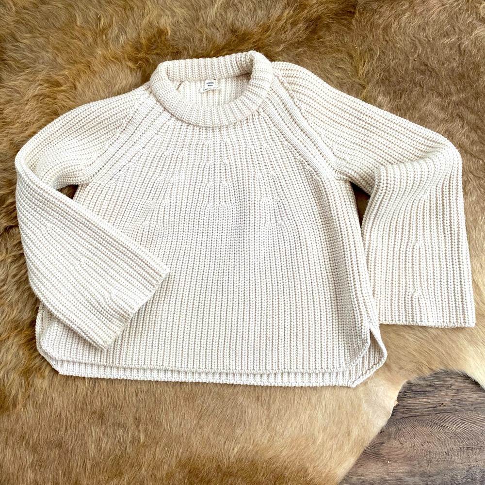 Hermes chunky ribbed cashmere cotton crew neck sweater